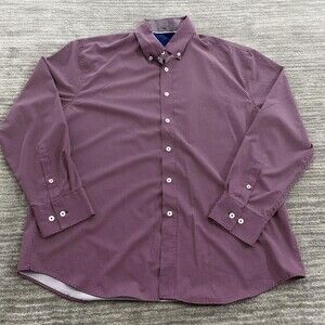 CON.STRUCT Dress Shirt Mens XL Red Polka Dot Slim Fit Stretch Non Iron